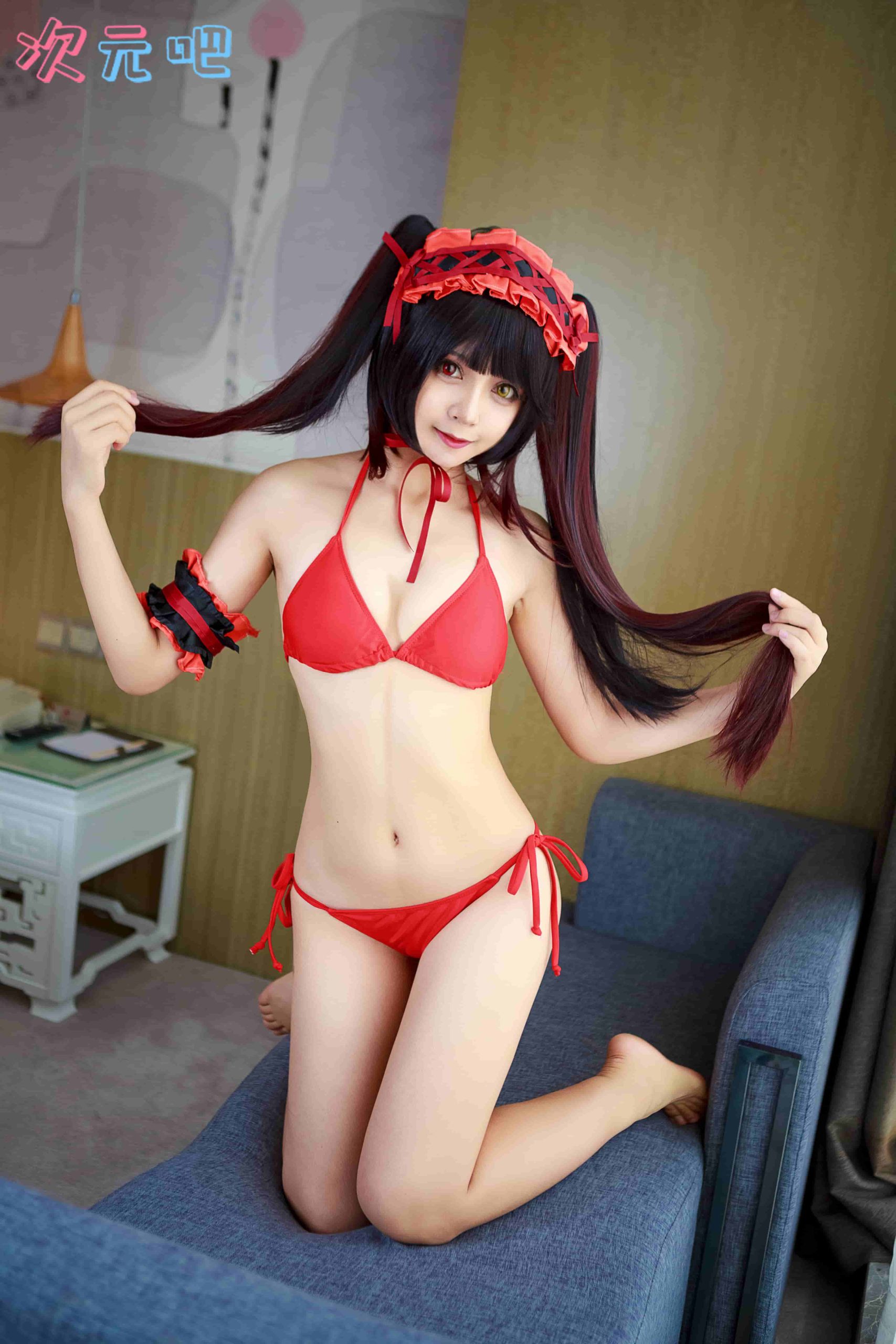 秋山AkI – 狂三泳装-二次元COS分享次元吧