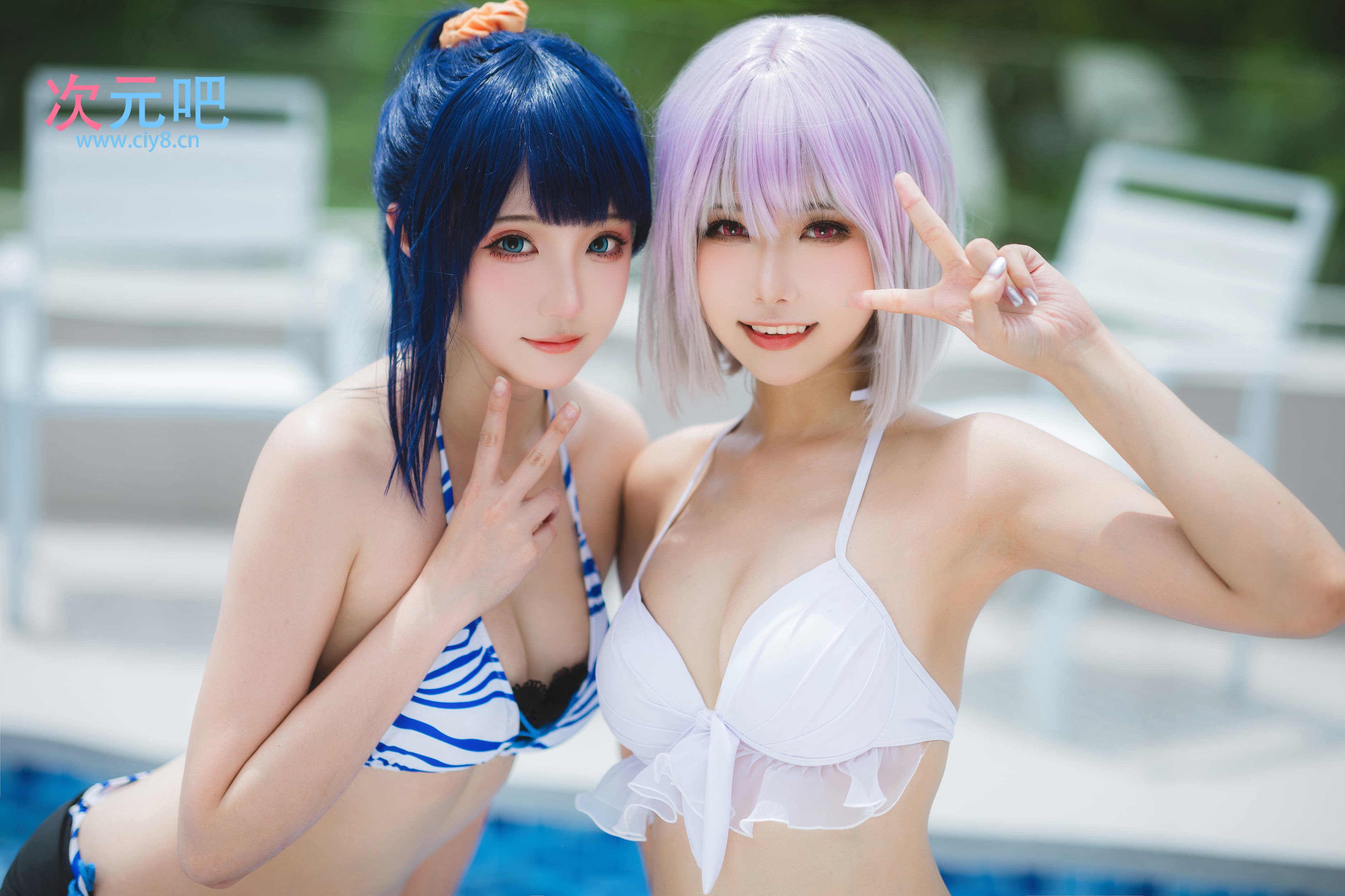 图片[1]-二次元COS分享Momoko葵葵&瓜希酱 - 电光超人古利特 宝多六花&新条茜 泳装