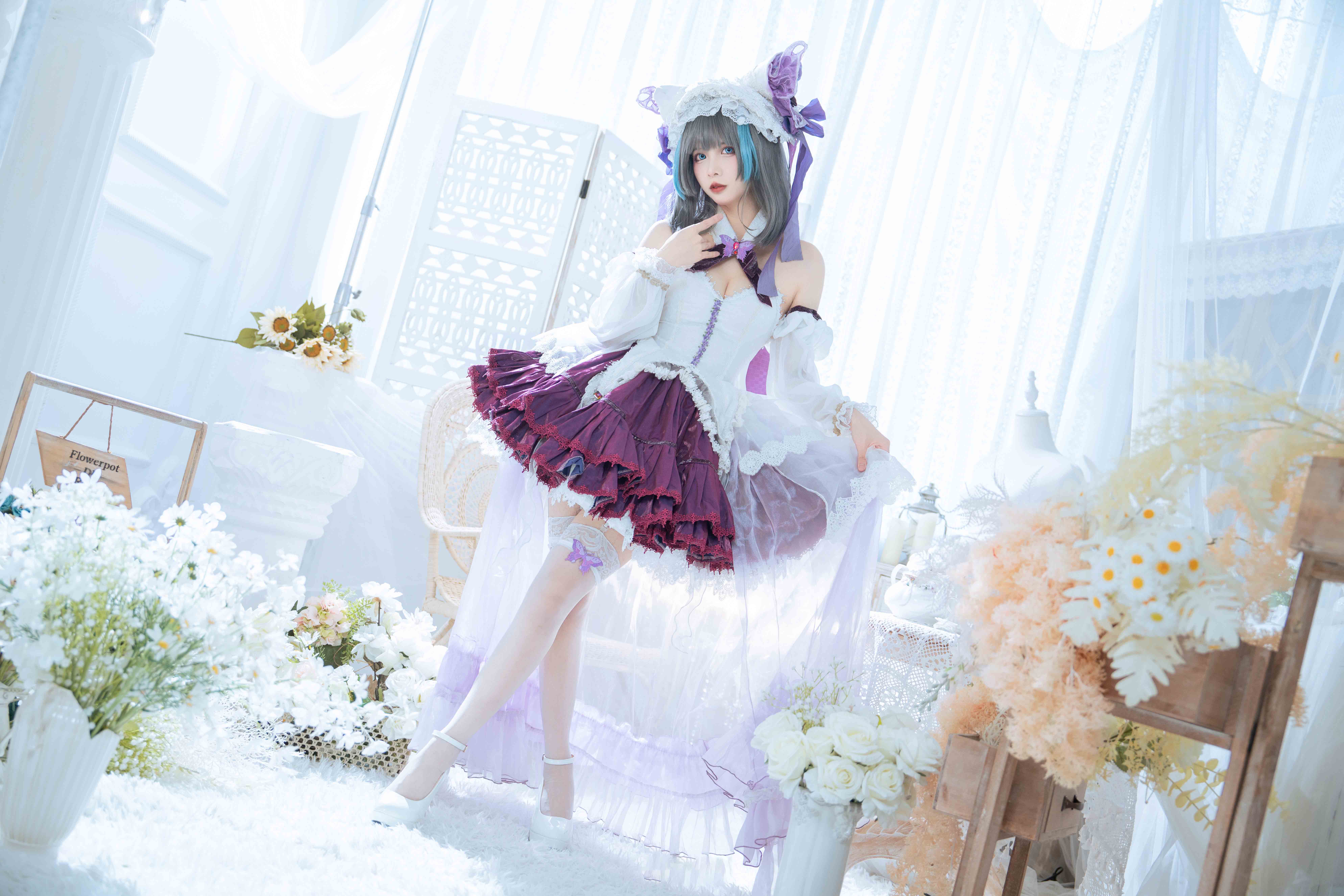 图片[1]-二次元COS分享[COSplay]亲爱的～柴郡穿紫色裙子也很好看吧-二次元COS分享次元吧