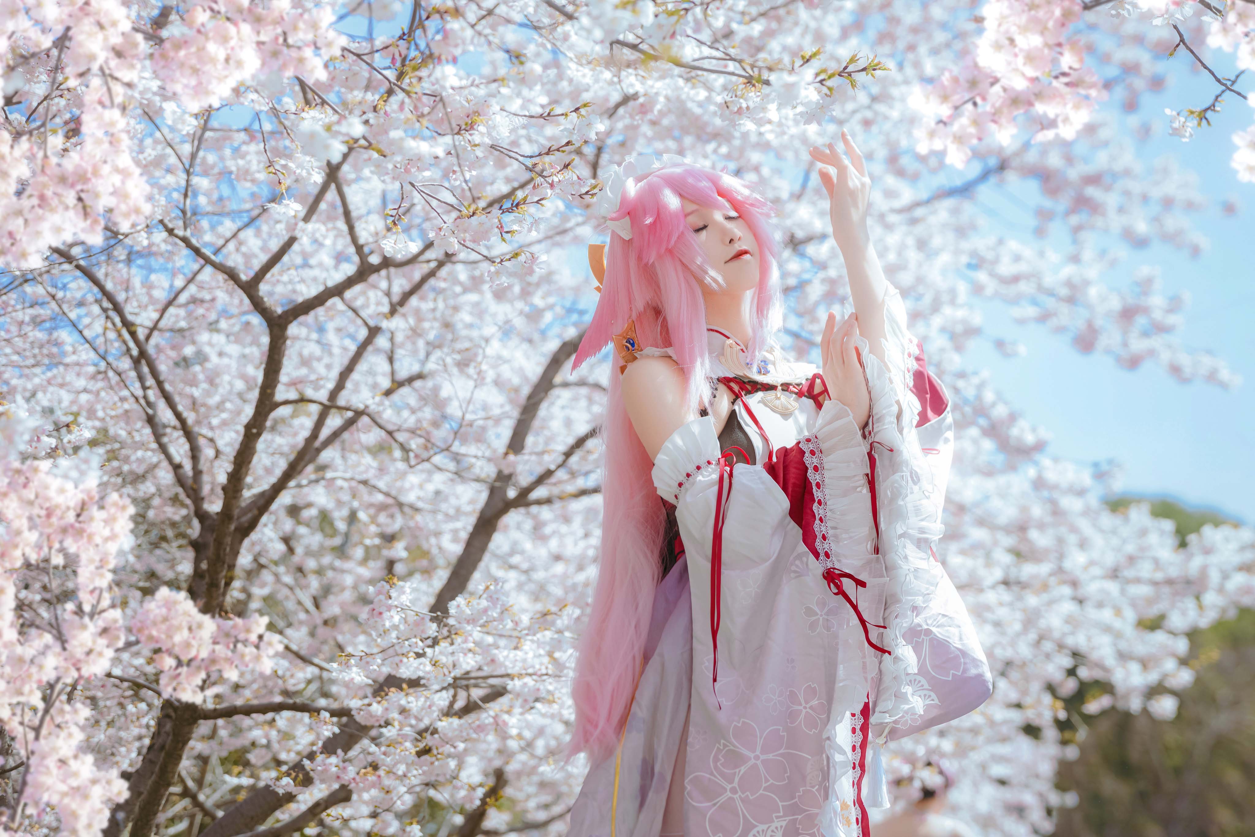 [COSplay]原神 八重神子 樱花季-二次元COS分享次元吧