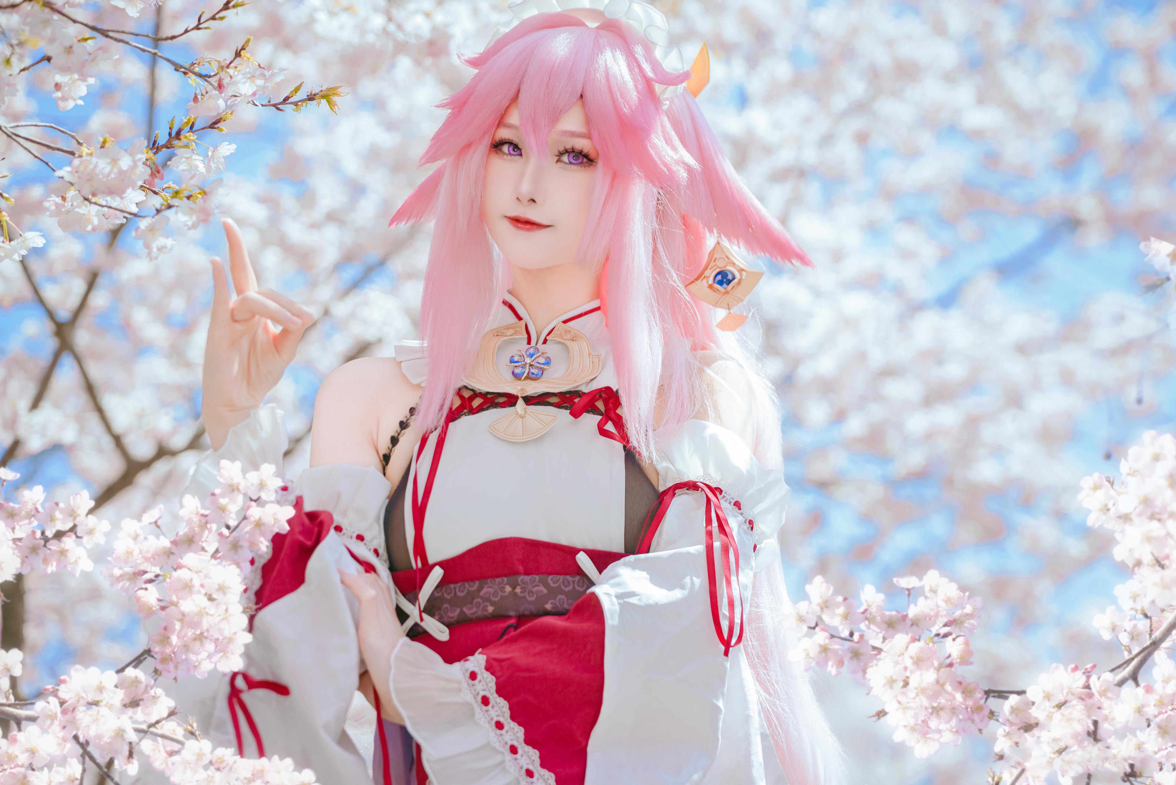 图片[1]-二次元COS分享[COSplay]原神 八重神子 樱花季-二次元COS分享次元吧