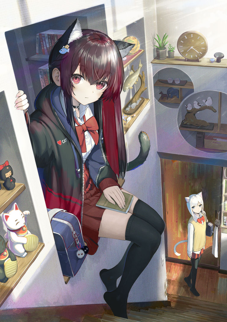 图片[2]-二次元COS分享[P站插画]往上还是往下？ – 楼梯插画特辑 –-二次元COS分享次元吧