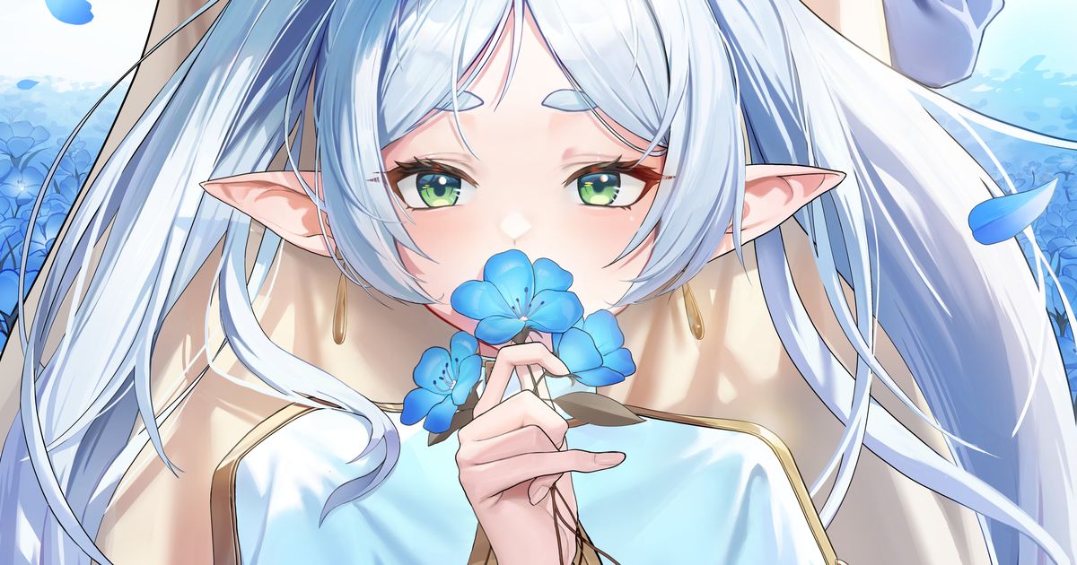 [P站插画]贴近双唇 - 花在嘴边插画特辑 --二次元COS分享次元吧