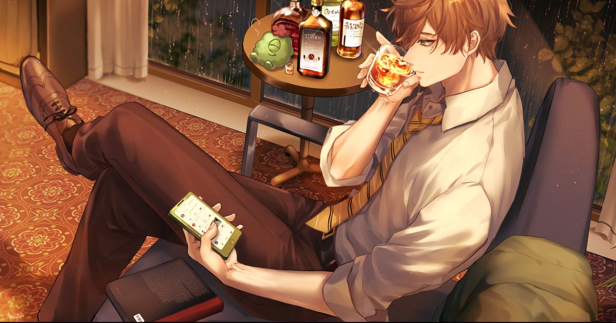 [P站插画]绝美姿态 - 翘二郎腿男子插画特辑 --二次元COS分享次元吧