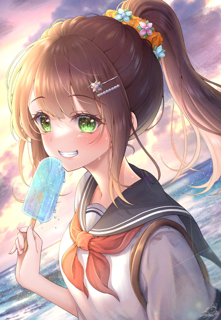 图片[1]-二次元COS分享[P站插画]耀眼的清凉感 – 夏季校服女子插画特辑 –-二次元COS分享次元吧