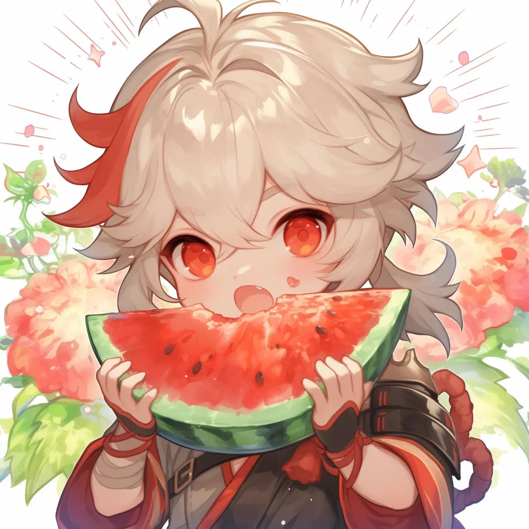 图片[12]-二次元COS分享夏日炎炎，原神Q版角色萌态可掬，手持清凉西瓜大快朵颐-二次元COS分享次元吧