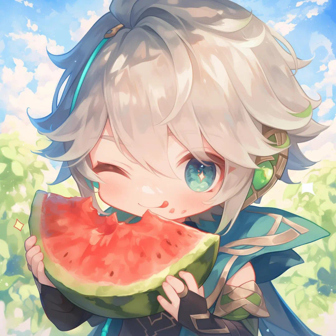 图片[3]-二次元COS分享夏日炎炎，原神Q版角色萌态可掬，手持清凉西瓜大快朵颐-二次元COS分享次元吧