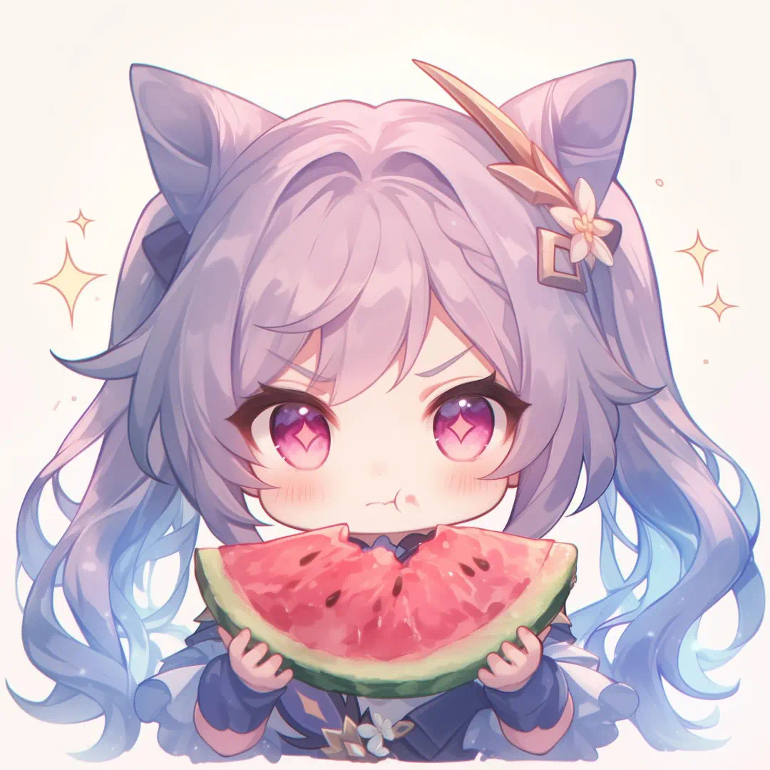 图片[6]-二次元COS分享夏日炎炎，原神Q版角色萌态可掬，手持清凉西瓜大快朵颐-二次元COS分享次元吧