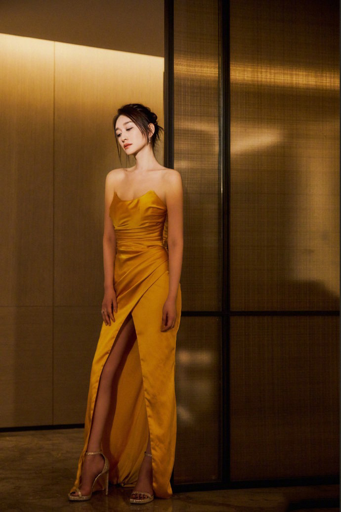 图片[1]-二次元COS分享[明星写真]李小冉身着金色抹胸裙的形象，无疑展现了她优雅自信、性感火辣的一面。-二次元COS分享次元吧