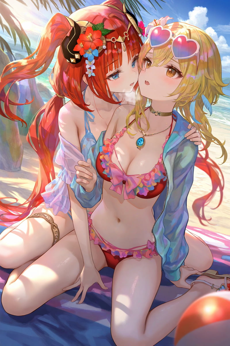 图片[1]-二次元COS分享妮露和荧的泳装贴贴-二次元COS分享次元吧