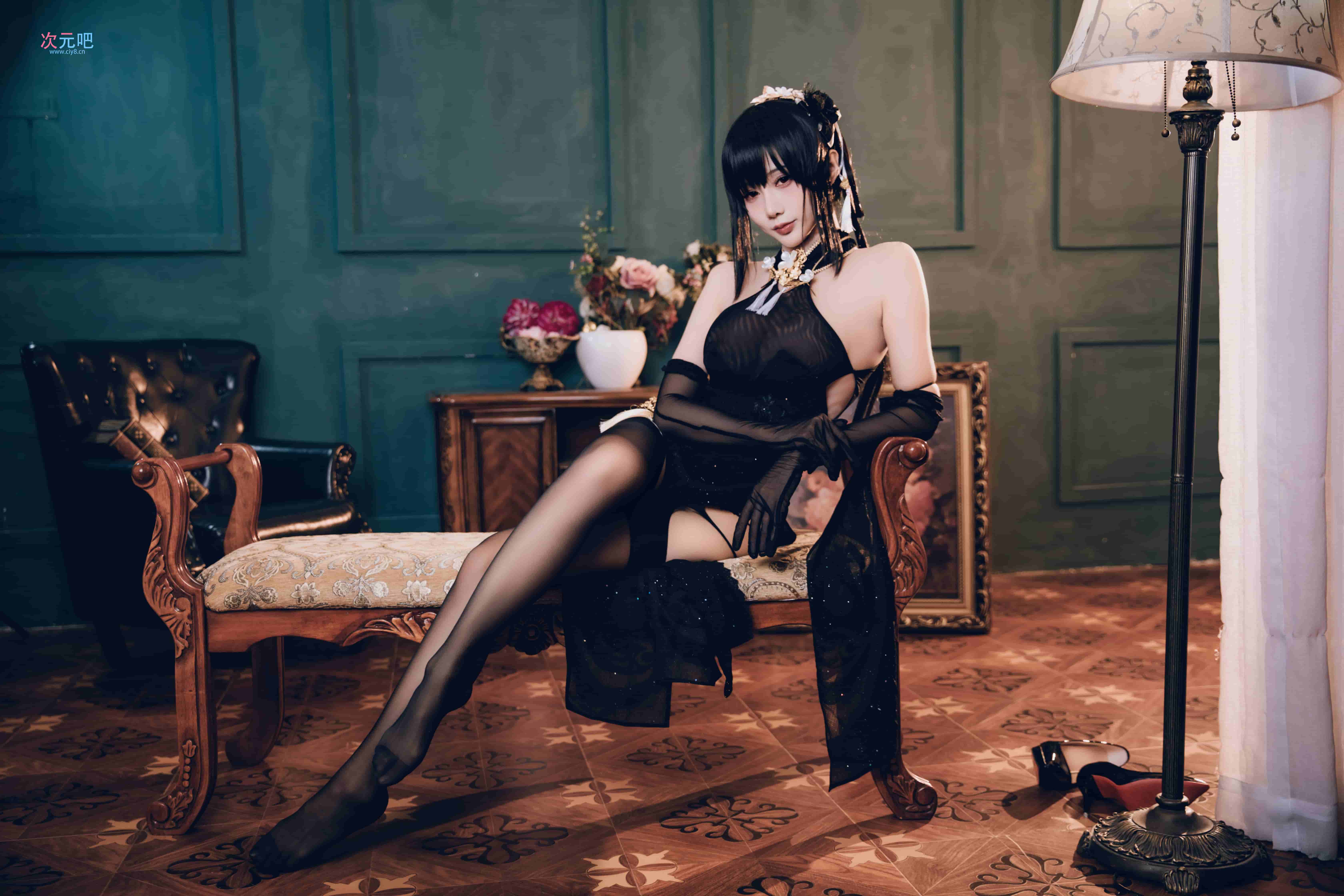 如月灰 - 碧蓝航线 镇海旗袍-二次元COS分享次元吧