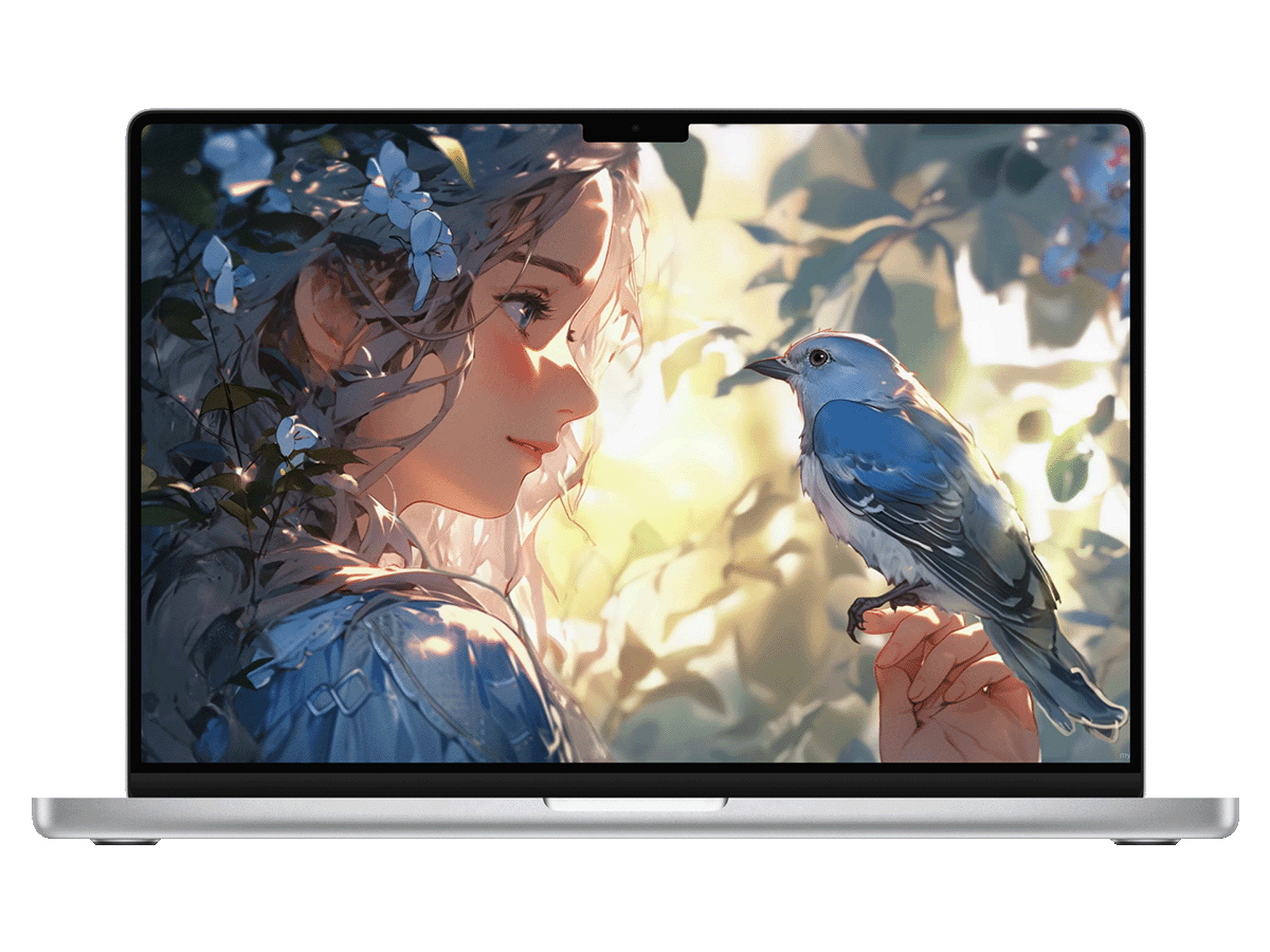 奇幻邂逅-女孩与璀璨蓝鸟的动态壁纸盛宴-二次元COS分享次元吧