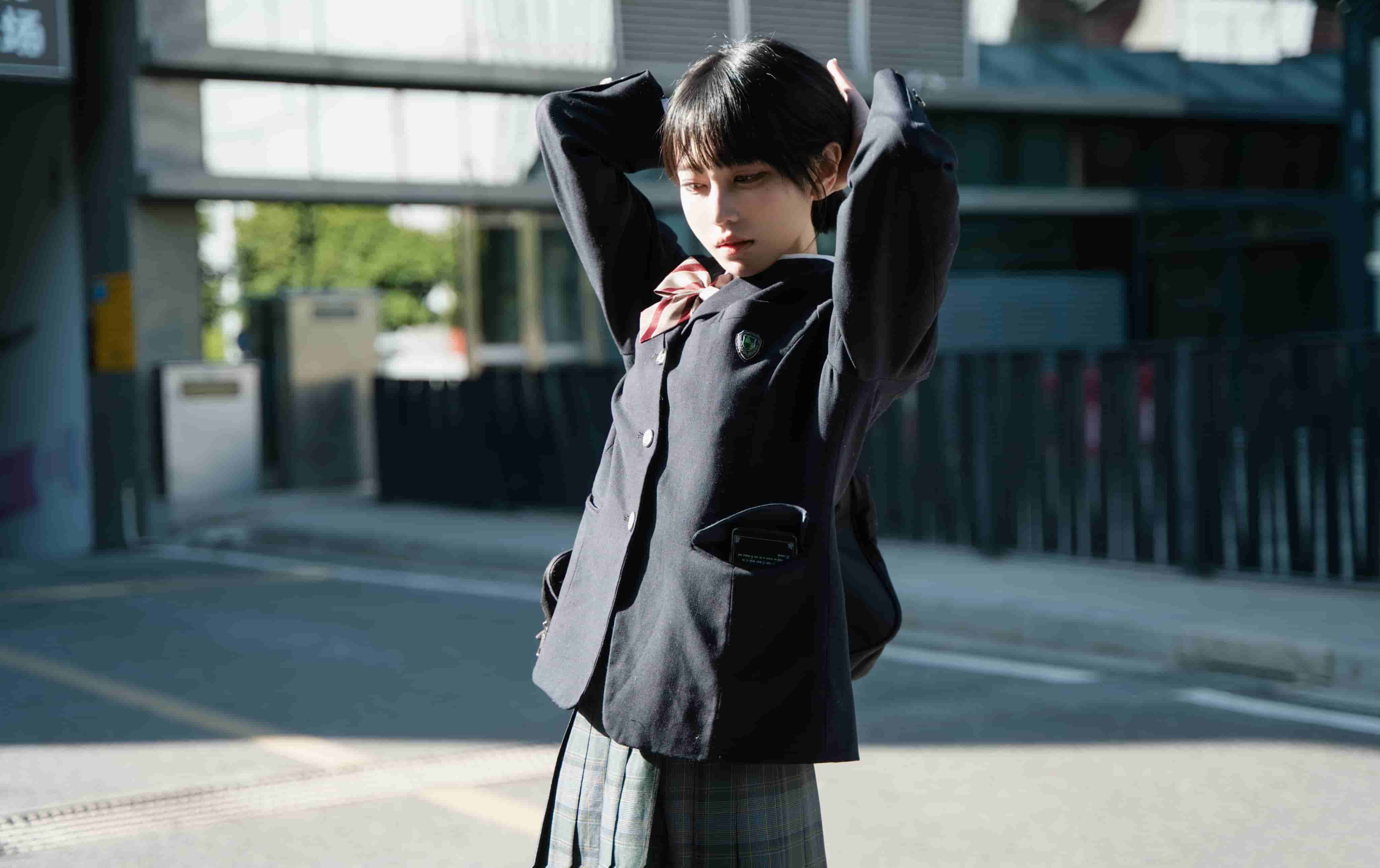 图片[2]-二次元COS分享[JK]阳光少女-校服倩影静候于K5楼下停车场-二次元COS分享次元吧