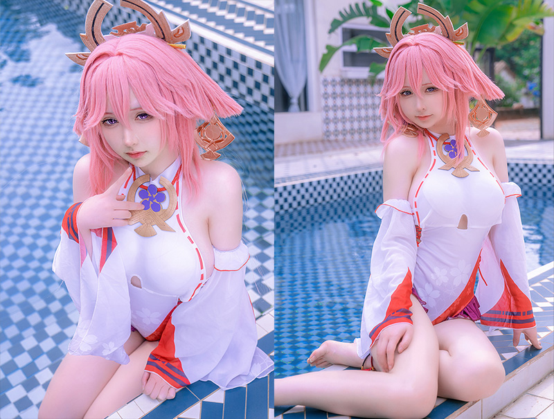 樱梨梨 - 八重神子泳装-二次元COS分享次元吧
