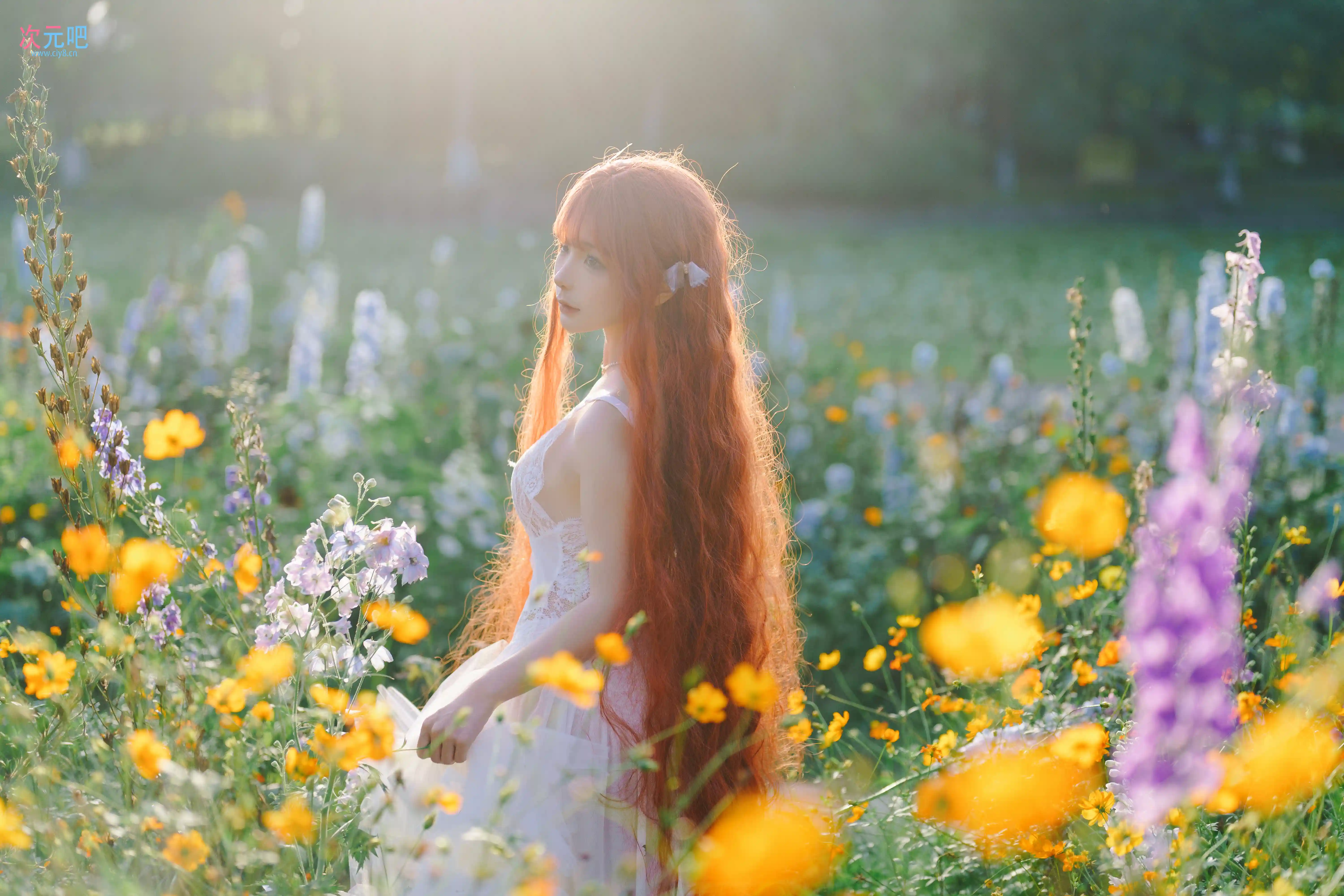 蠢沫沫 - 花丛婚纱-二次元COS分享次元吧