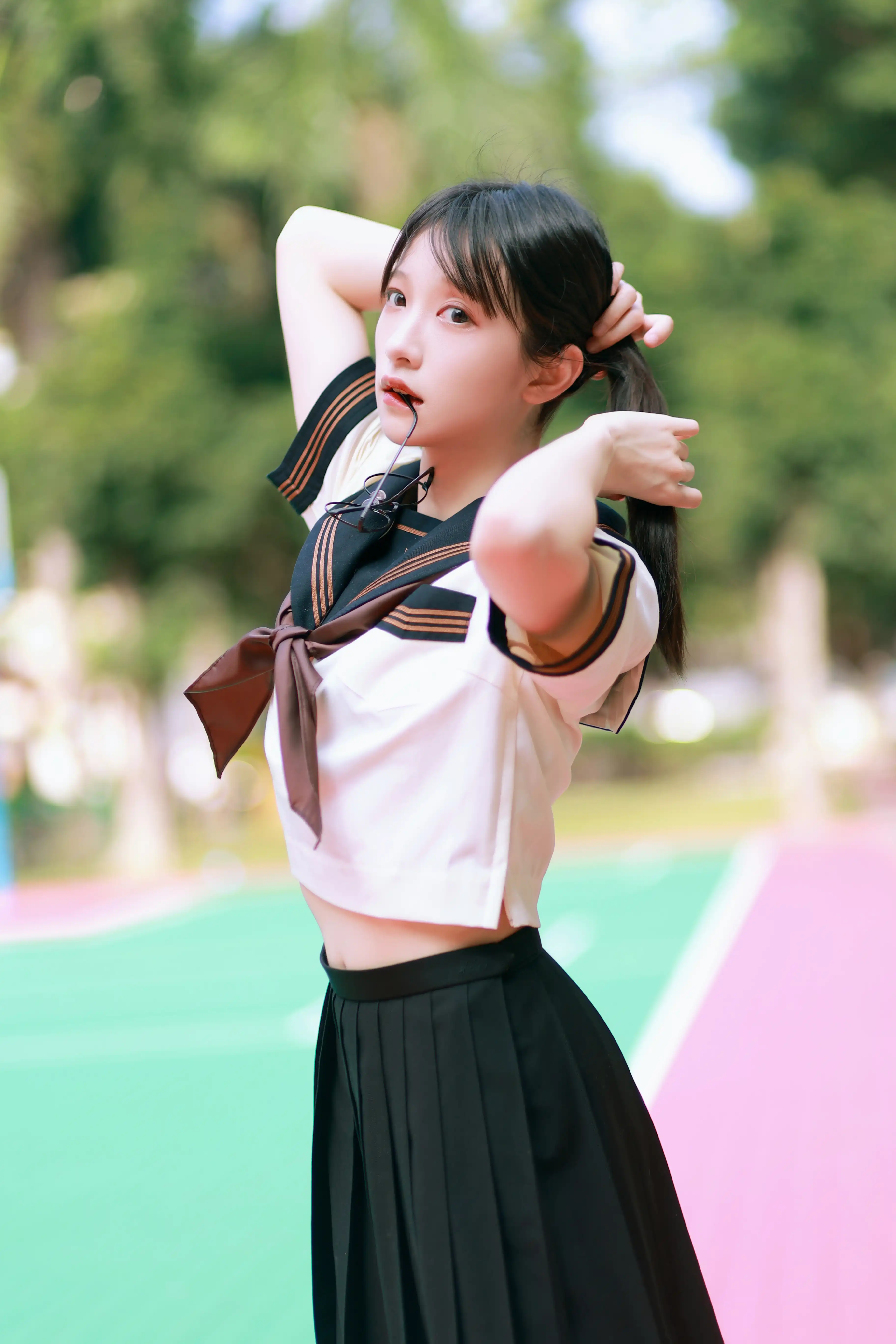 图片[4]-二次元COS分享[JK]林荫道上的 JK 青春-白衫黑裙的元气瞬间-二次元COS分享次元吧