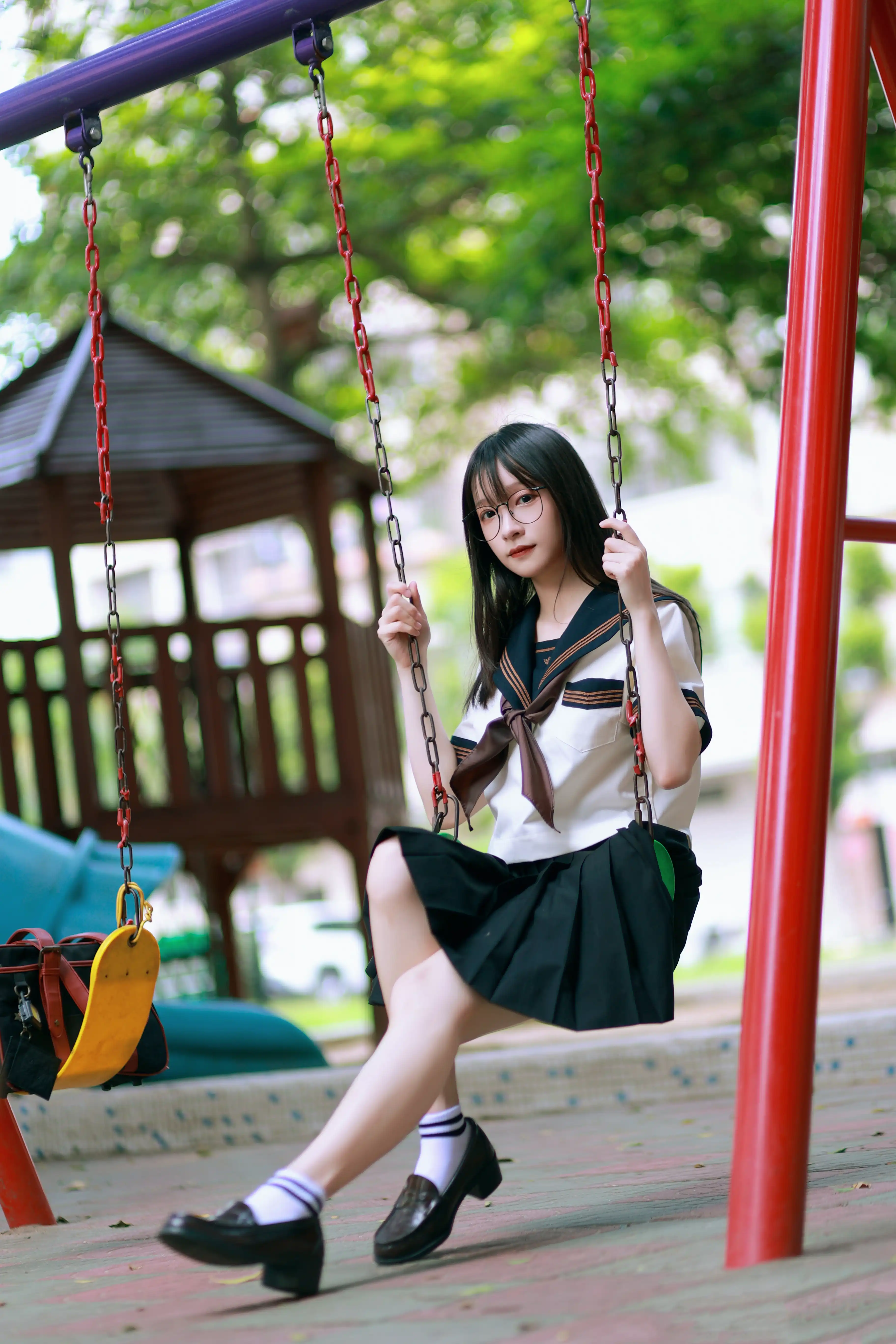 图片[9]-二次元COS分享[JK]林荫道上的 JK 青春-白衫黑裙的元气瞬间-二次元COS分享次元吧