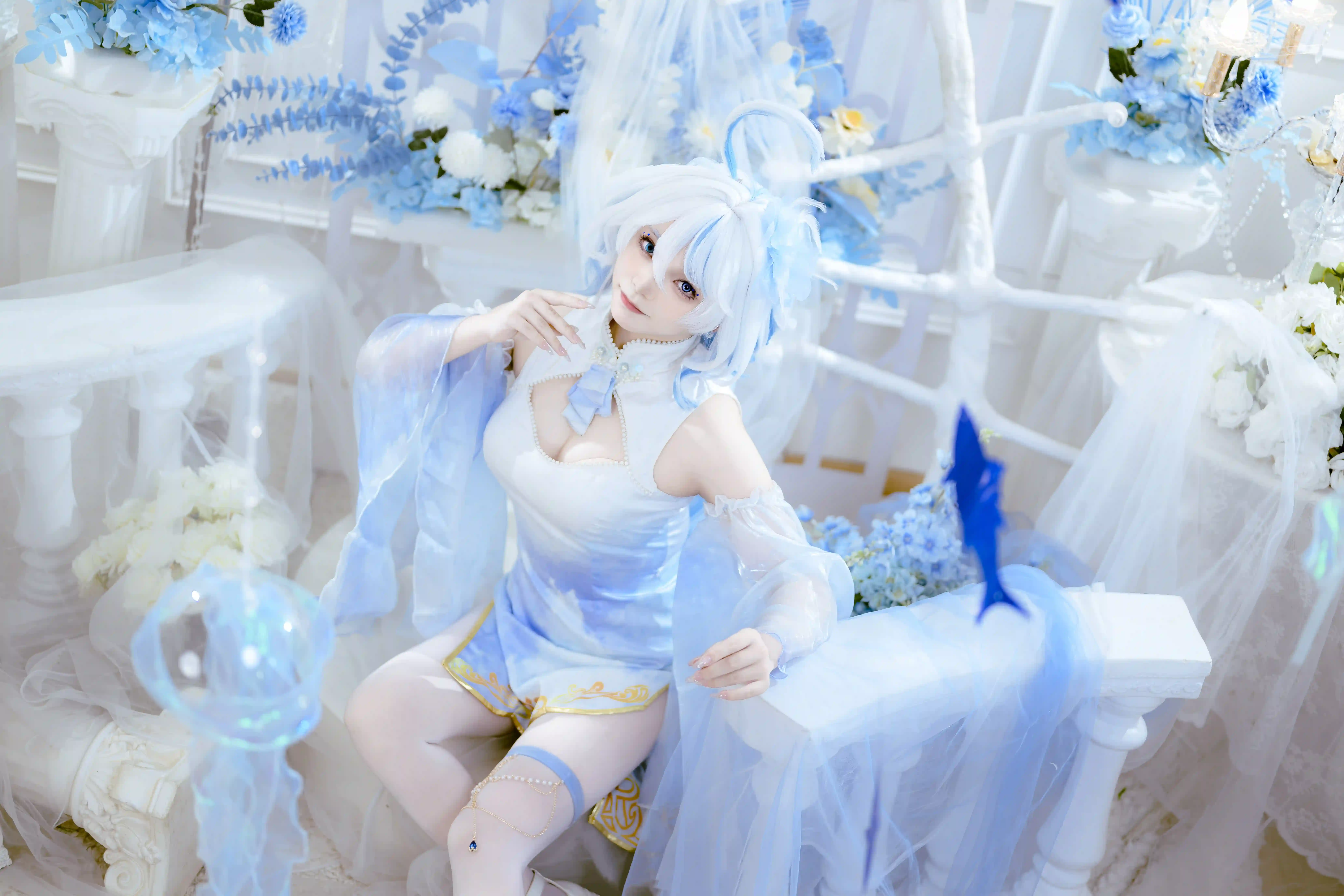 [COSplay]原神 霜华·芙宁娜·同人旗袍-二次元COS分享次元吧
