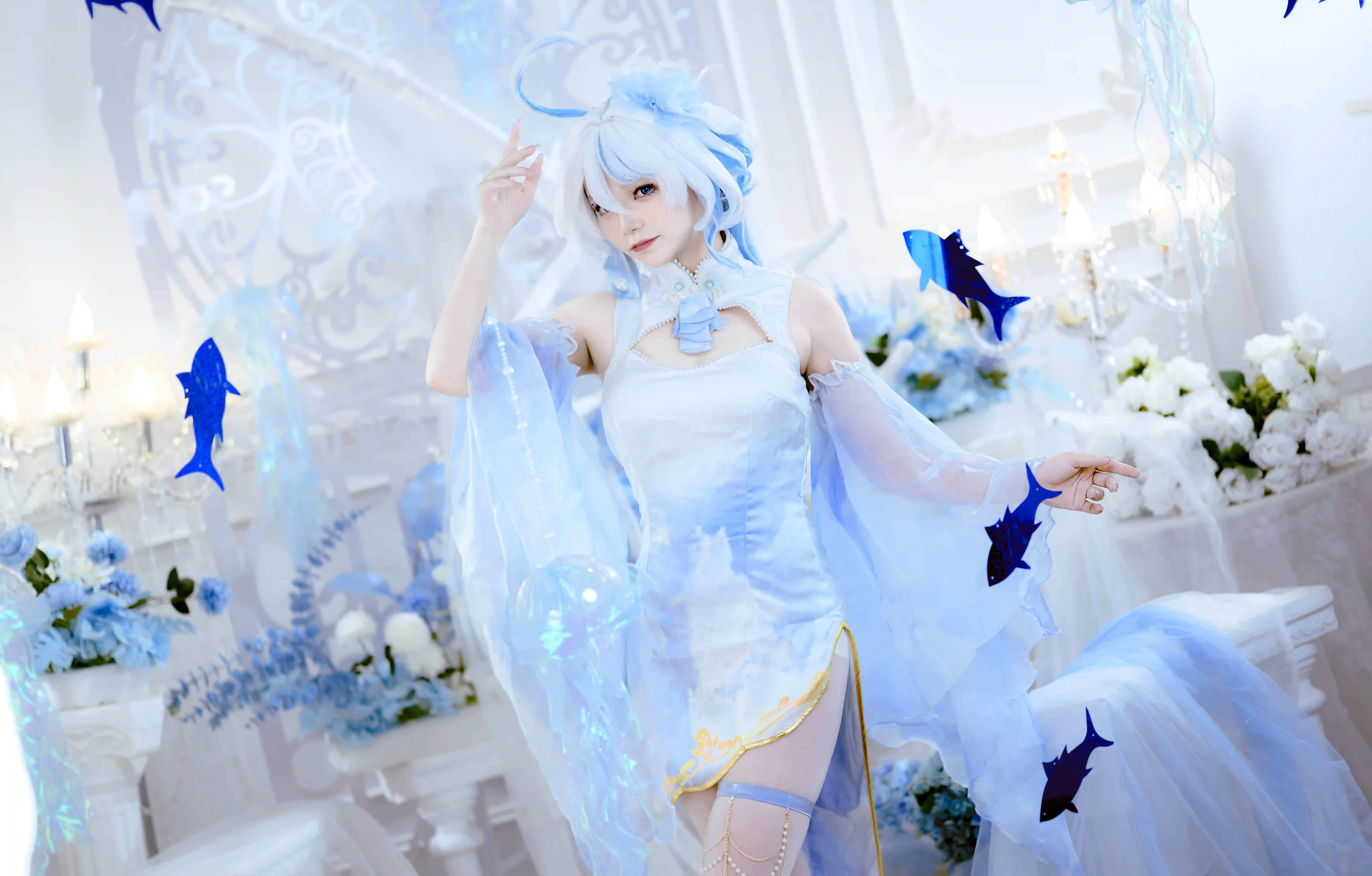 图片[1]-二次元COS分享[COSplay]原神 霜华·芙宁娜·同人旗袍-二次元COS分享次元吧