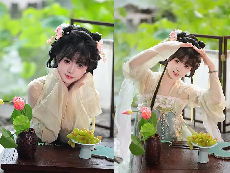 [古装]古风少女-荷间雅韵，葡萄伴清欢-二次元COS分享次元吧