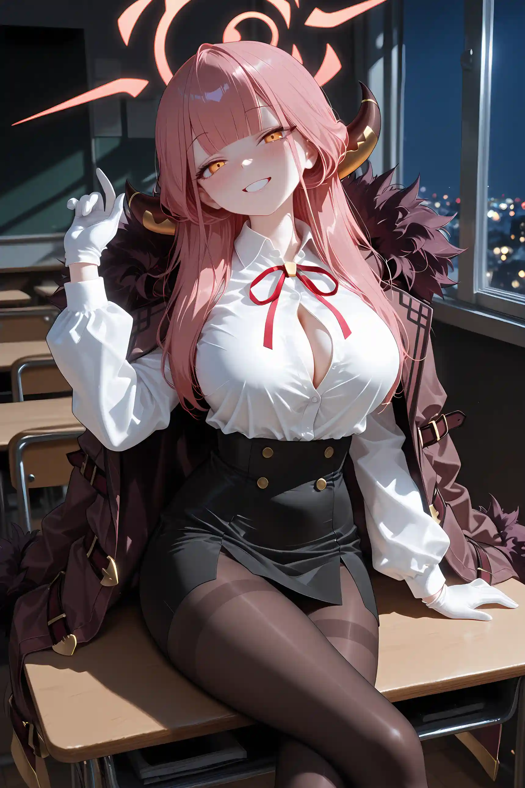 图片[1]-二次元COS分享碧蓝档案 陆八魔亚瑠-教室中的俏皮恶魔风-二次元COS分享次元吧