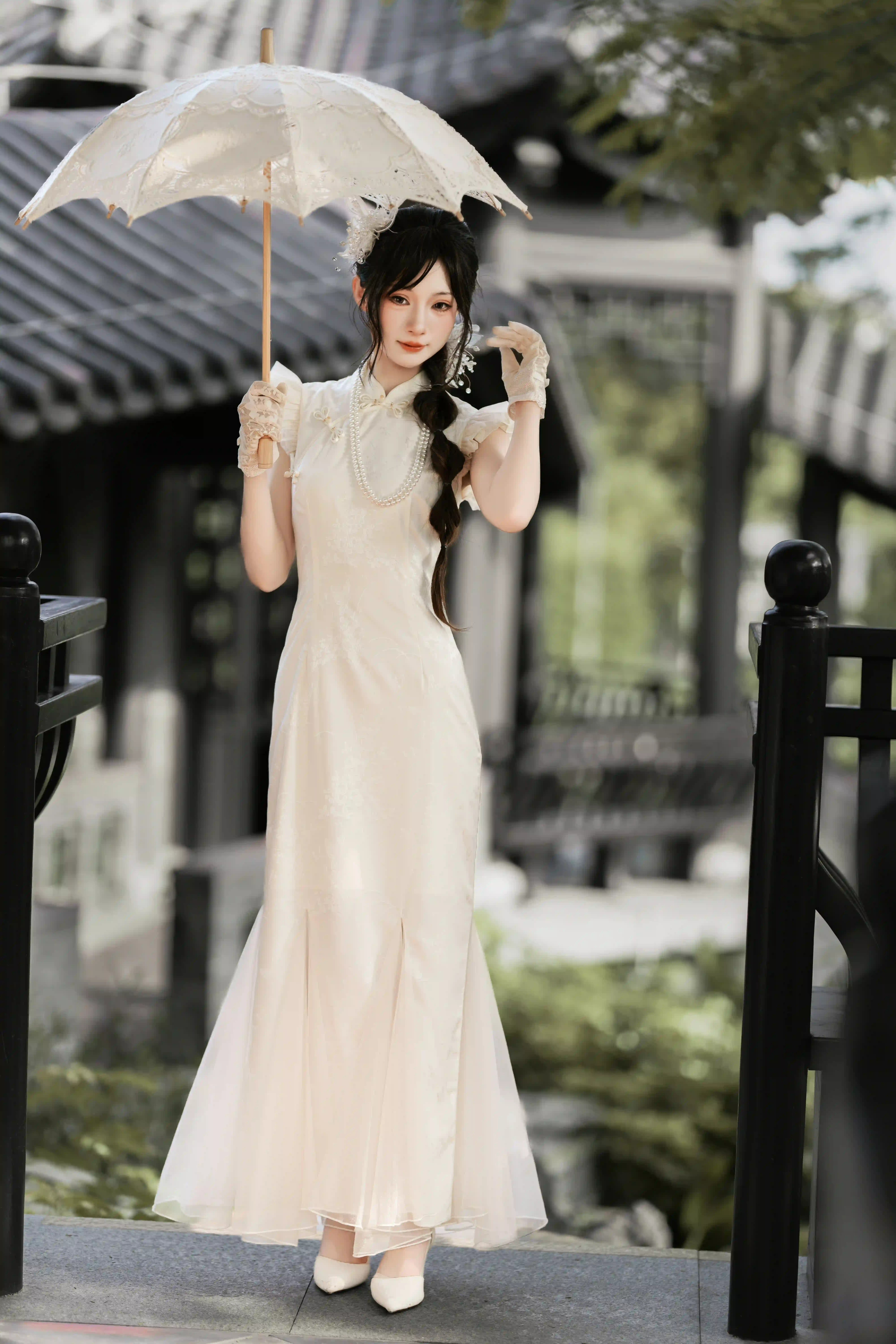 图片[3]-二次元COS分享旗袍之美-持伞少女，在古韵中定格-二次元COS分享次元吧