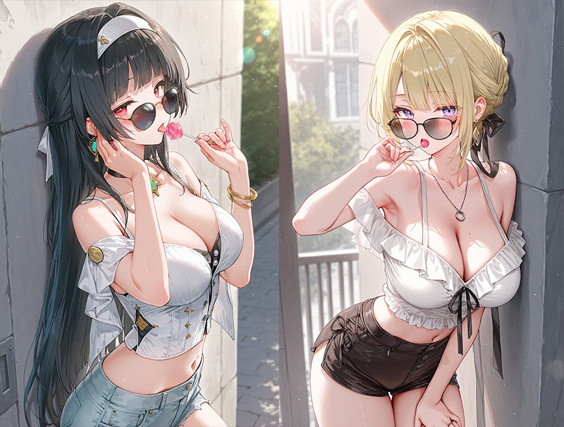 街头酷飒姐妹花，墨镜甜糖超吸睛-二次元COS分享次元吧