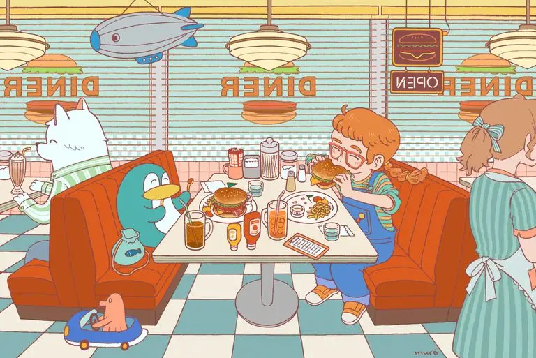 图片[15]-二次元COS分享[P站插画]咬下汉堡的瞬间，幸福感爆棚！—— 汉堡插画特辑-二次元COS分享次元吧