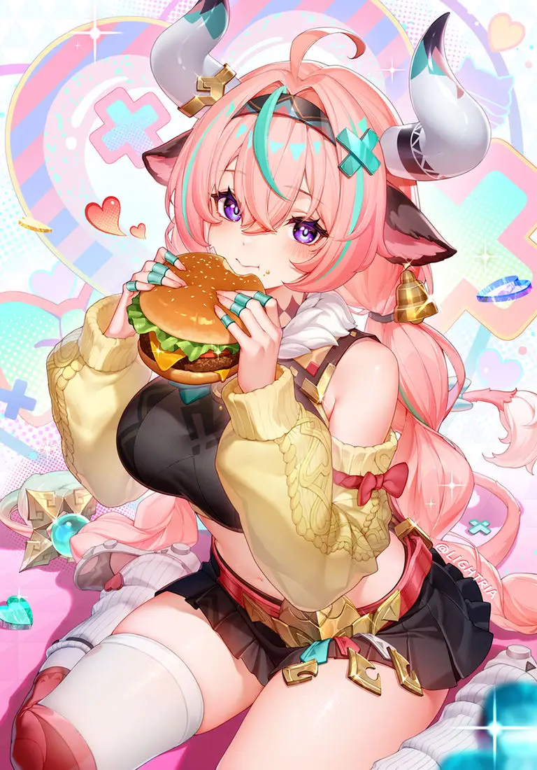 图片[6]-二次元COS分享[P站插画]咬下汉堡的瞬间，幸福感爆棚！—— 汉堡插画特辑-二次元COS分享次元吧