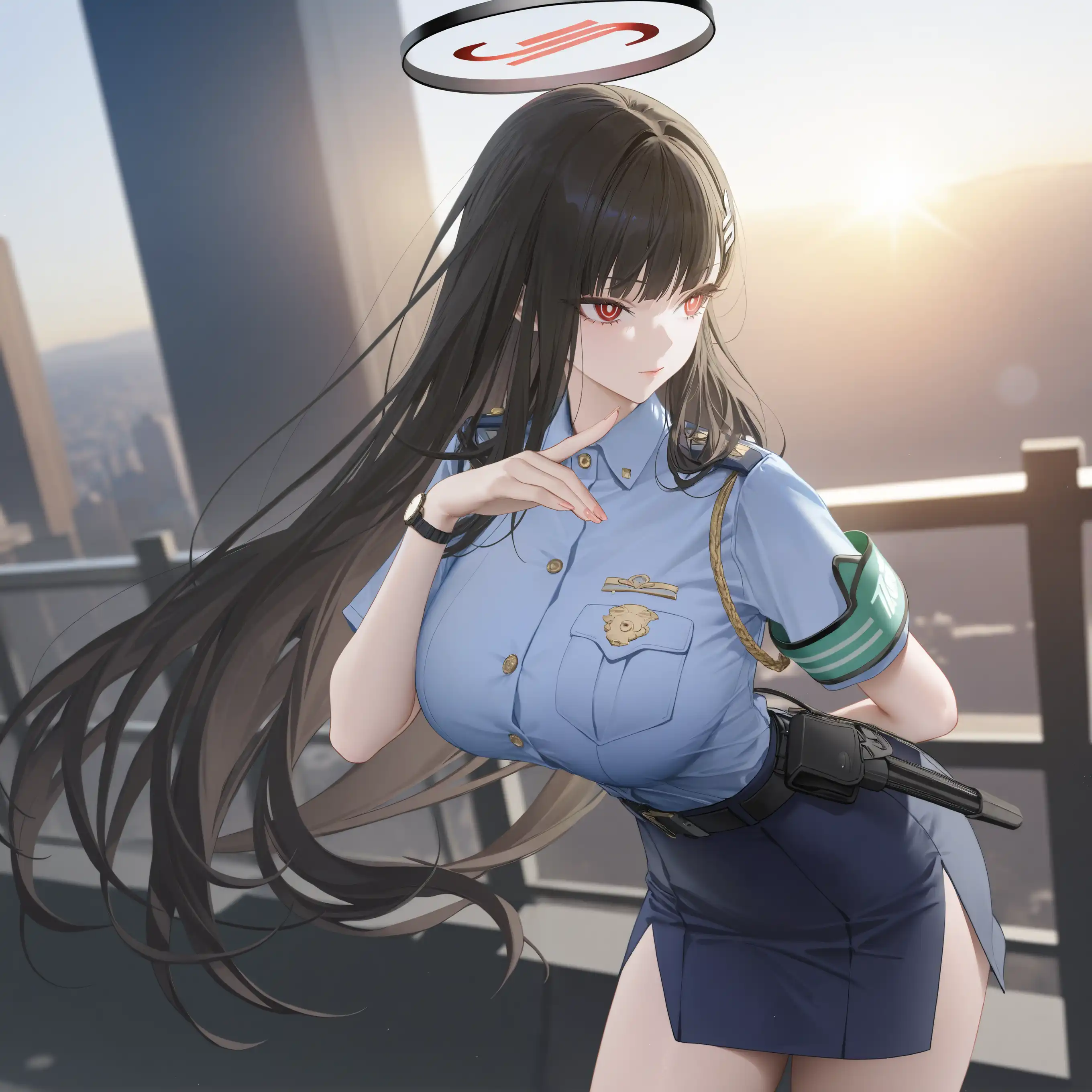 图片[2]-二次元COS分享调月莉音身着制服，于城市天台，在晨曦中尽显飒爽与优雅-二次元COS分享次元吧