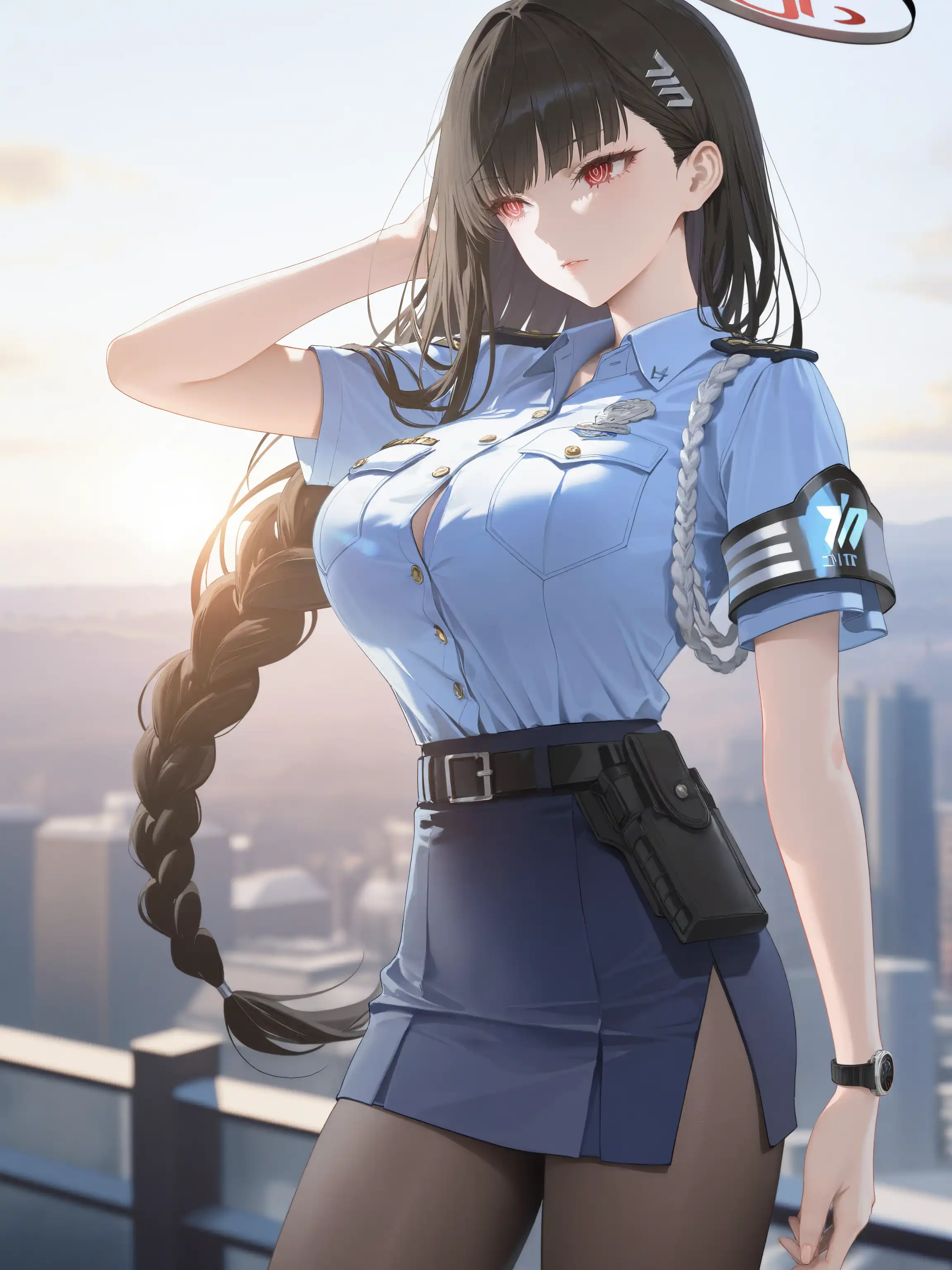 图片[1]-二次元COS分享调月莉音身着制服，于城市天台，在晨曦中尽显飒爽与优雅-二次元COS分享次元吧