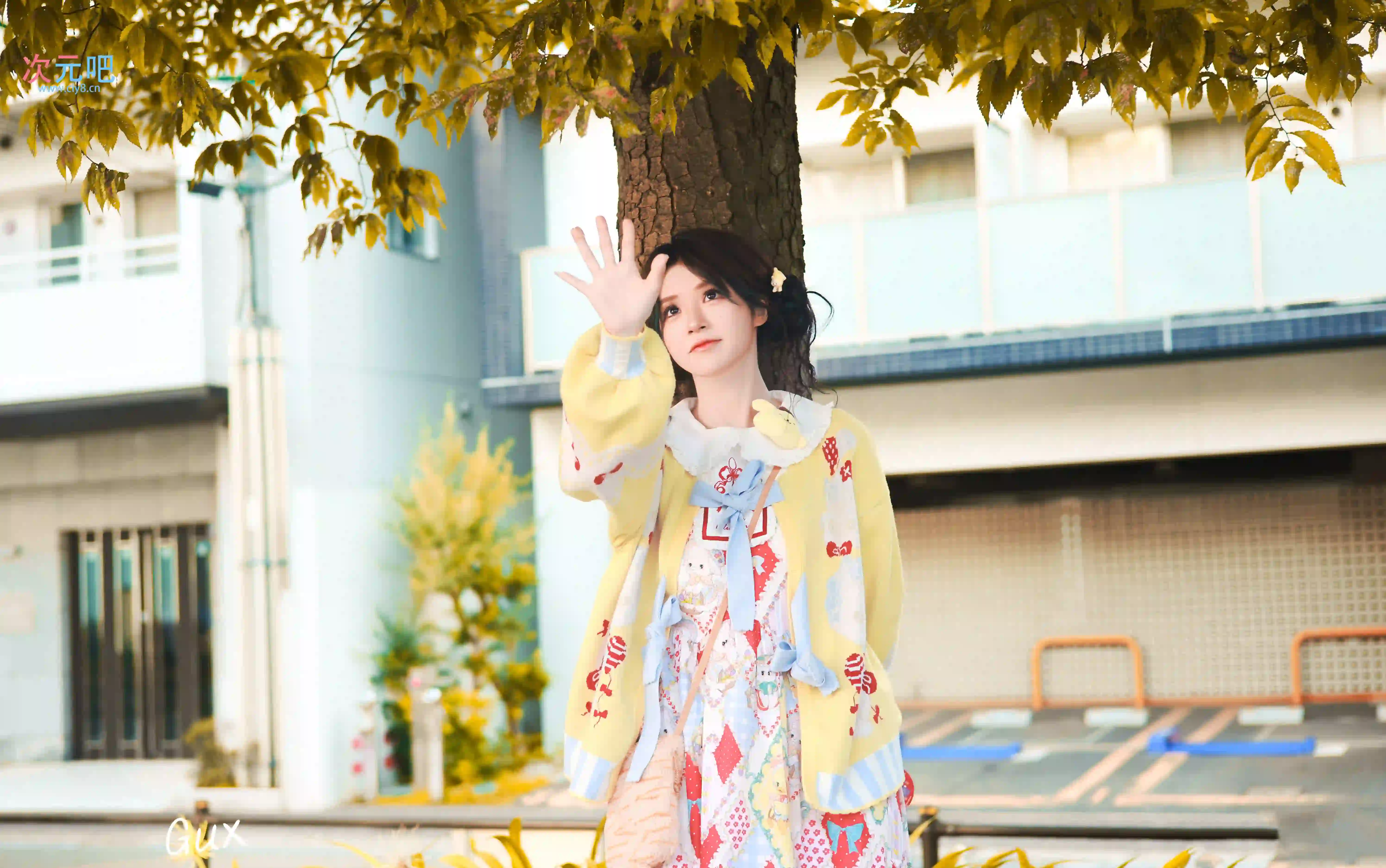 图片[3]-二次元COS分享树影下，穿可爱风服饰的少女流露清甜气息-二次元COS分享次元吧