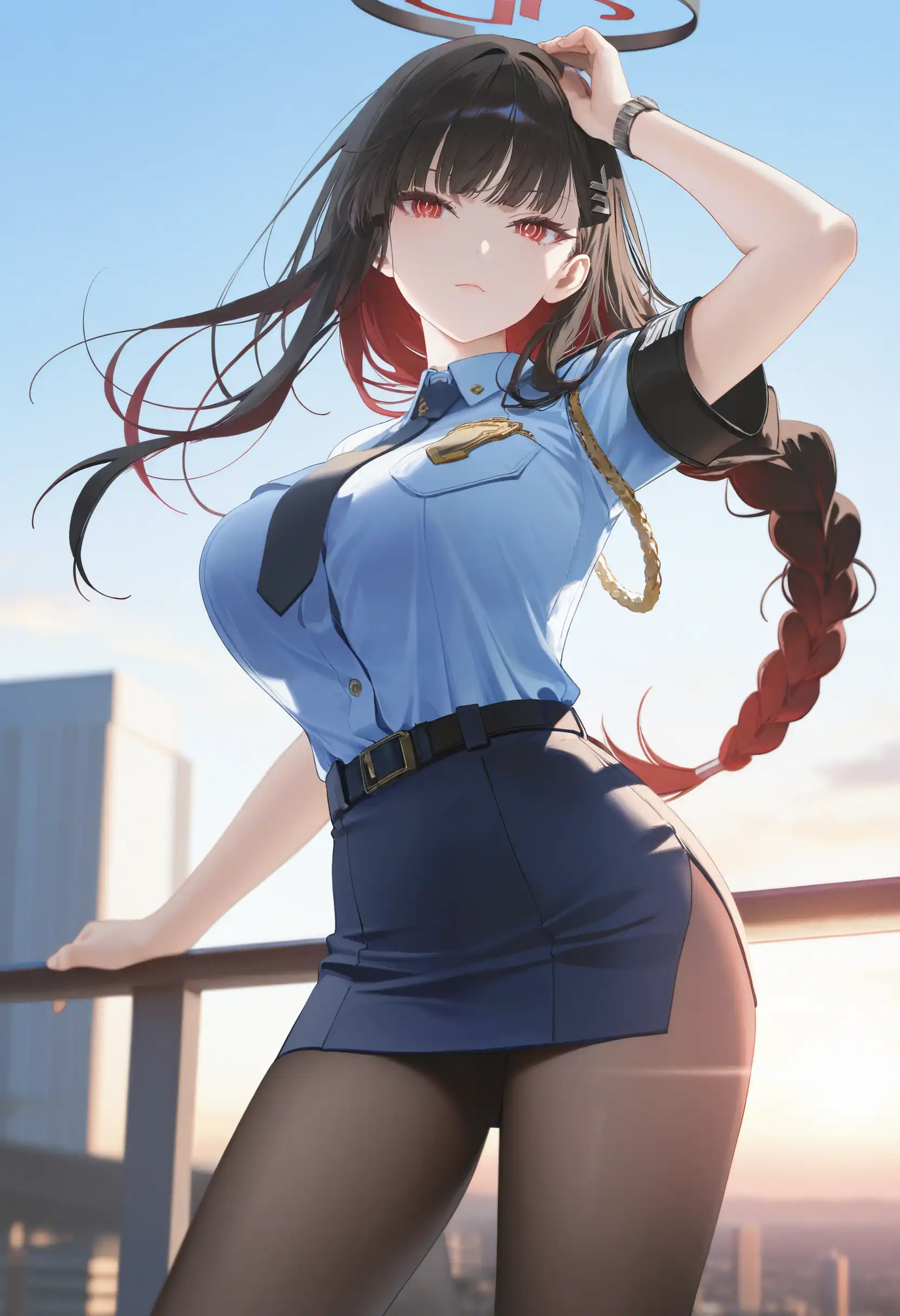 图片[4]-二次元COS分享调月莉音身着制服，于城市天台，在晨曦中尽显飒爽与优雅-二次元COS分享次元吧